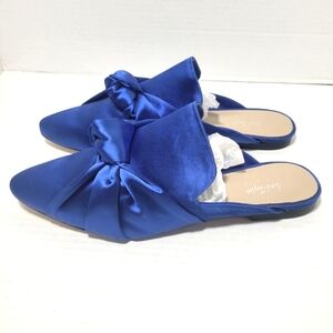 NWOT LORD & TAYLOR HAVA Blue Satin Slides